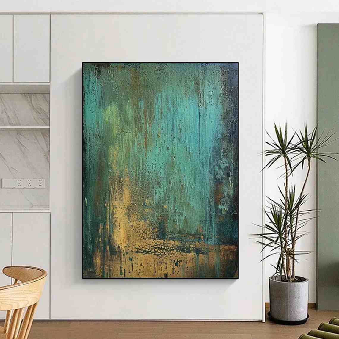 Gold_Teal_Abstract_Textured_Canvas_Artwork_8ICU9 wall art